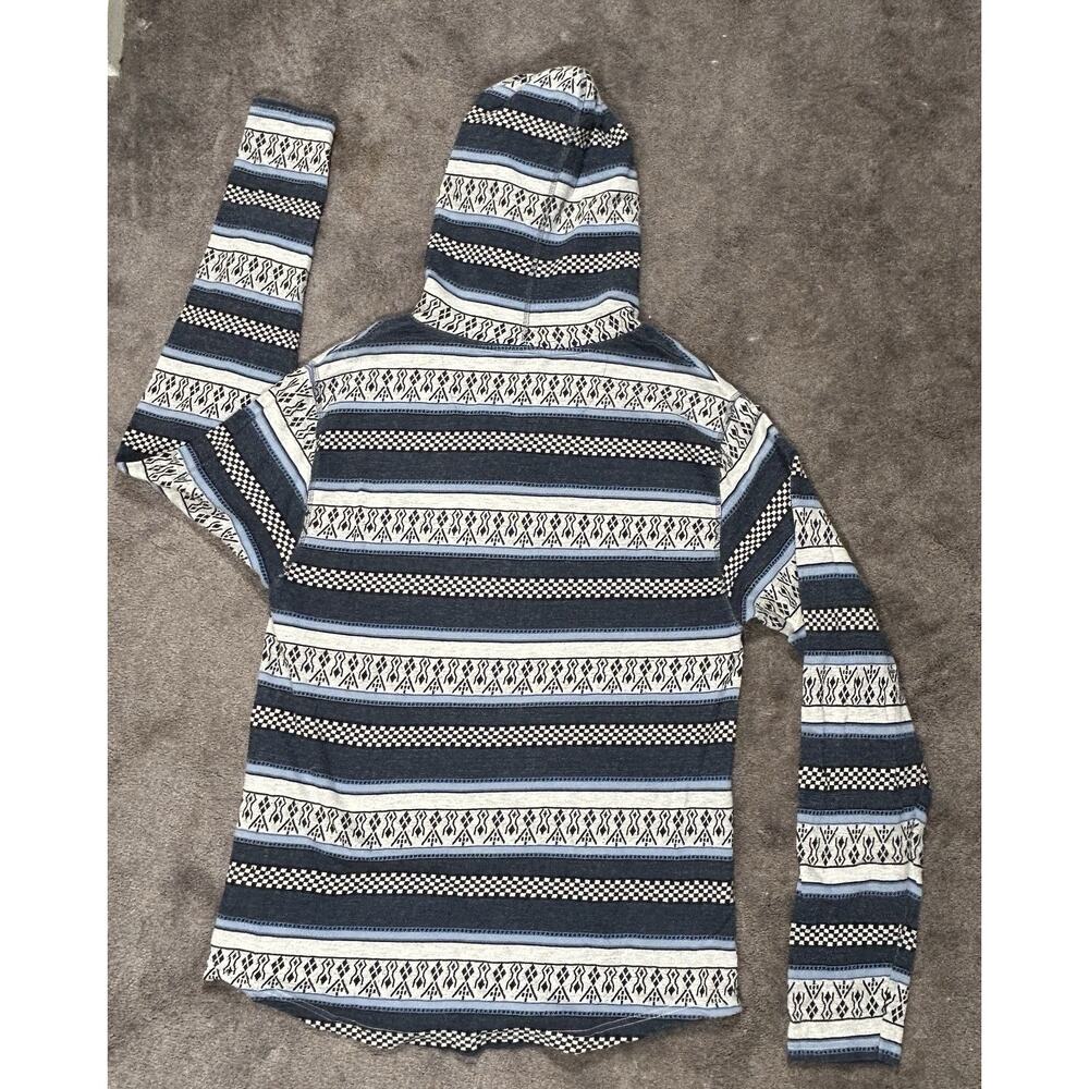 Free Planet Men XL Woven Hooded Pullover Front Pouch Bold Southwest Pattern Shir - Picture 9 of 13